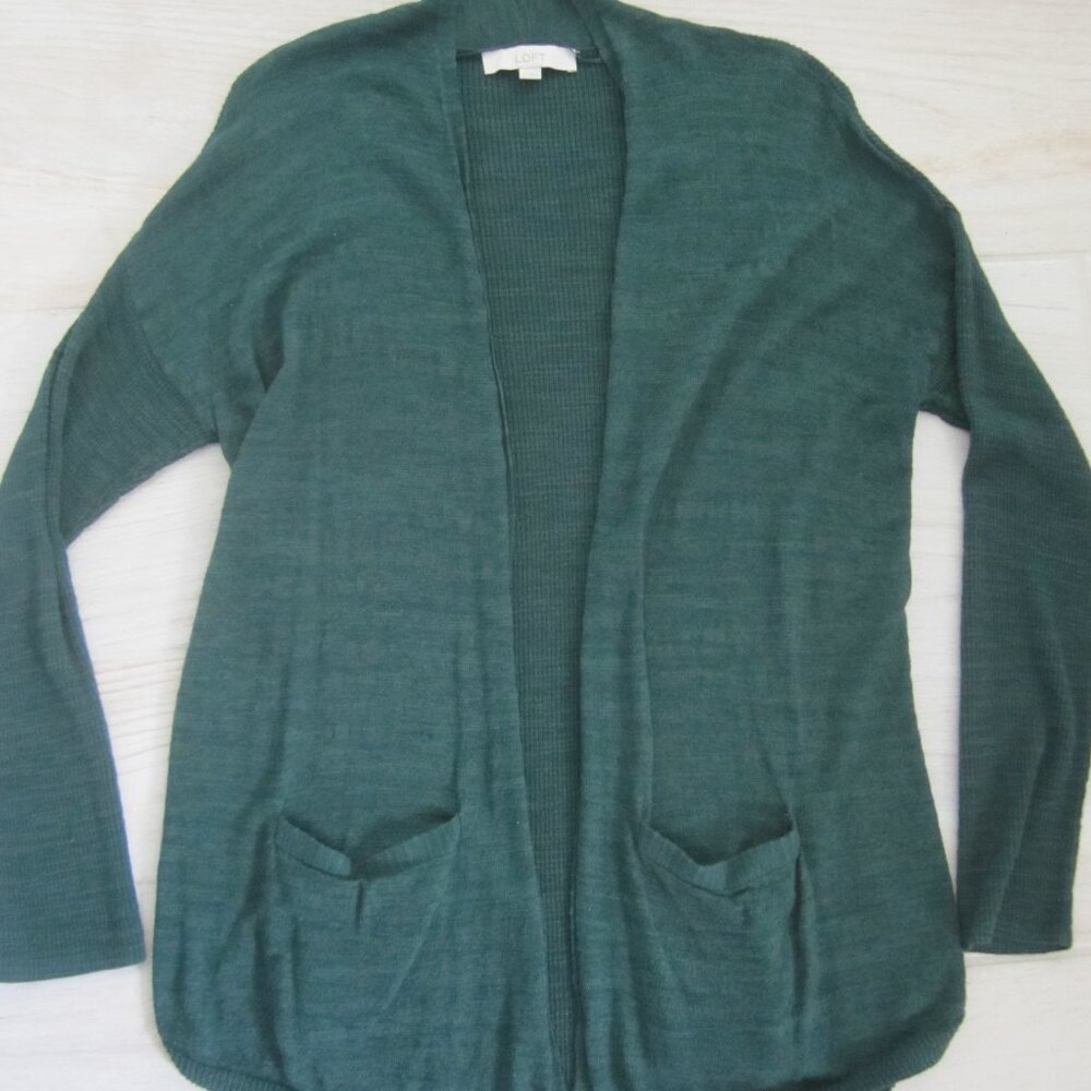 Women's Ann Taylor LOFT Drop Shoulder Open-Front Lightweight Cardigan Size L